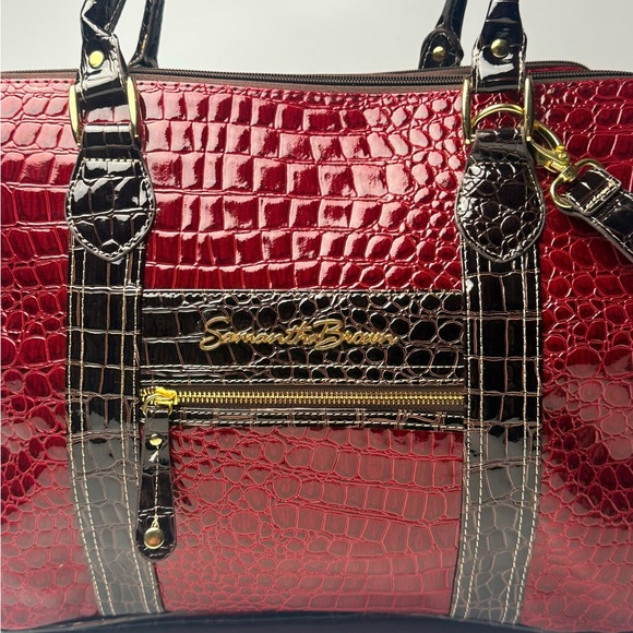 Samantha Brown Handbags - Samantha Brown 16" Red Faux Crocodile Embossed Computer Business Travel Bag